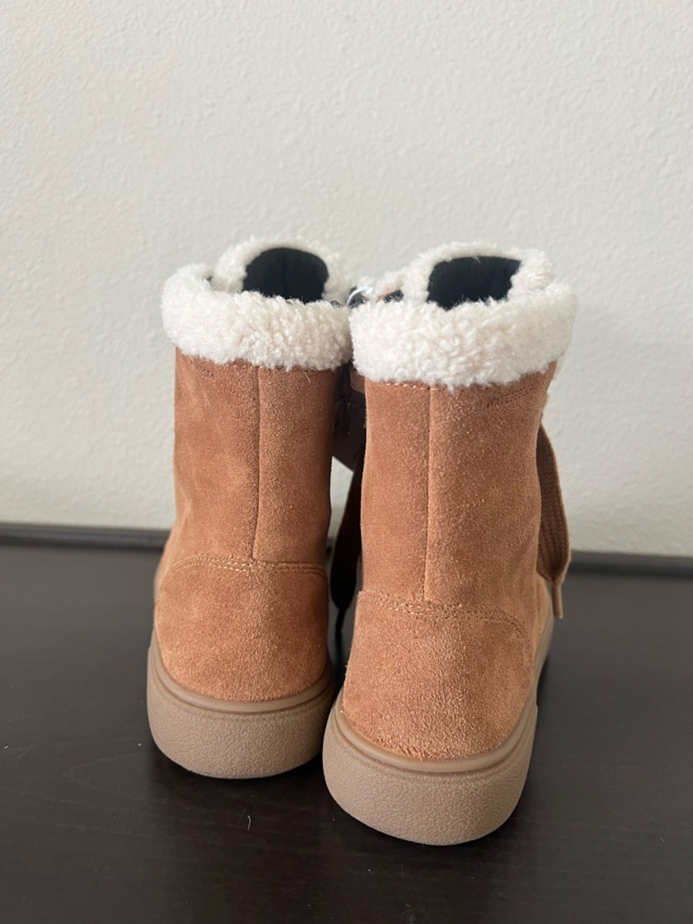 Geox Tan Suede Waterproof Shearling-Trim Ankle Boots girls size 3 - Picture 6 of 13